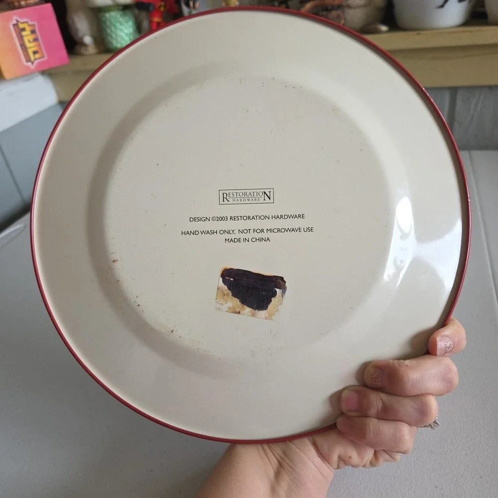 Vintage Christmas Church Tin Plate Restoration Hardware Decorative Red White 03